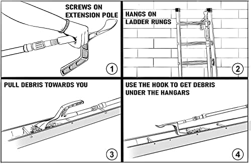 Gutter Cleaning Tool with extendable Pole - Scraper Cleaner Tool to Remove Leaves and Debris from gutters