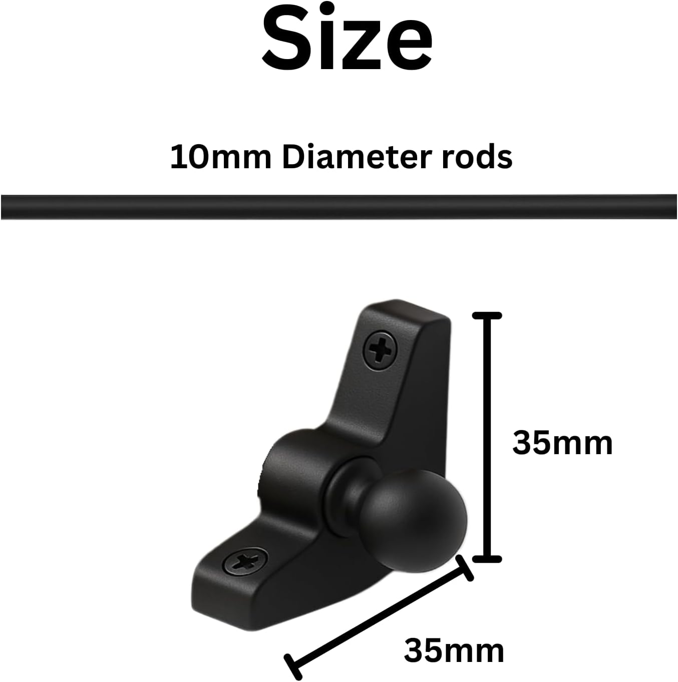 Carpet Stair Rods (Pack of 13) Decorative Black Metal Stair Rods with Round Finials and Screws Fits Carpet Runners Up to 70cm Easy to Cut and Install UK