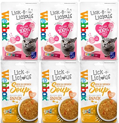 Webbox Lick-e-Licious Chicken and Salmon Cat Soup Treat - Pack of 6 (24x20g Sachets)