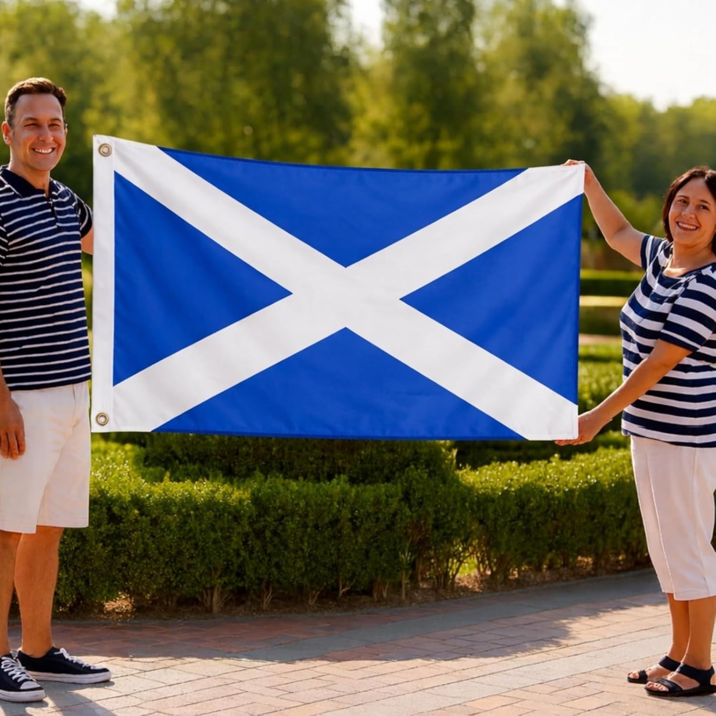 SCOTLAND Flag (Pack of 2) Scottish Saltire Flags 5ft x 3ft with Brass Eyelets, Large Scottish Flags for Football Rugby, Burns Night, St Andrew’s Day, Six Nations, Festivals, Parties, Home & Garden