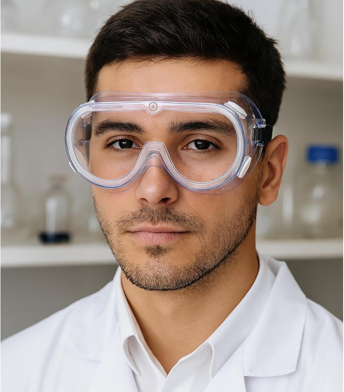 HowseHold Safety Goggles (Pack of 8) Anti Fog Protective Safety Glasses Chemical Splash Resistant Clear Eye Protection for Home Lab Workplace Comfortable Strap
