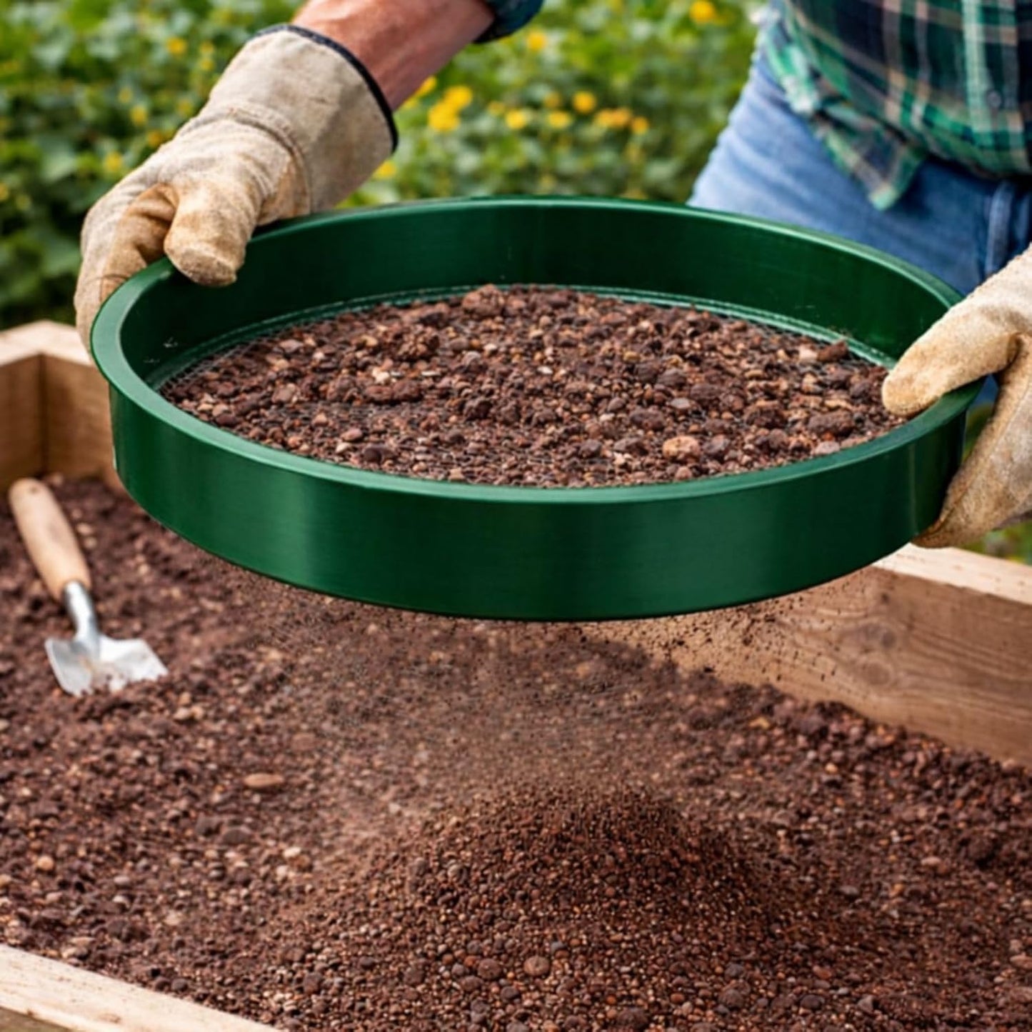HowseHold Garden Sieve for Soil and Stones 3 in 1 Metal Soil Shifter with Interchangeable Mesh Sizes 7mm, 10mm and 12mm