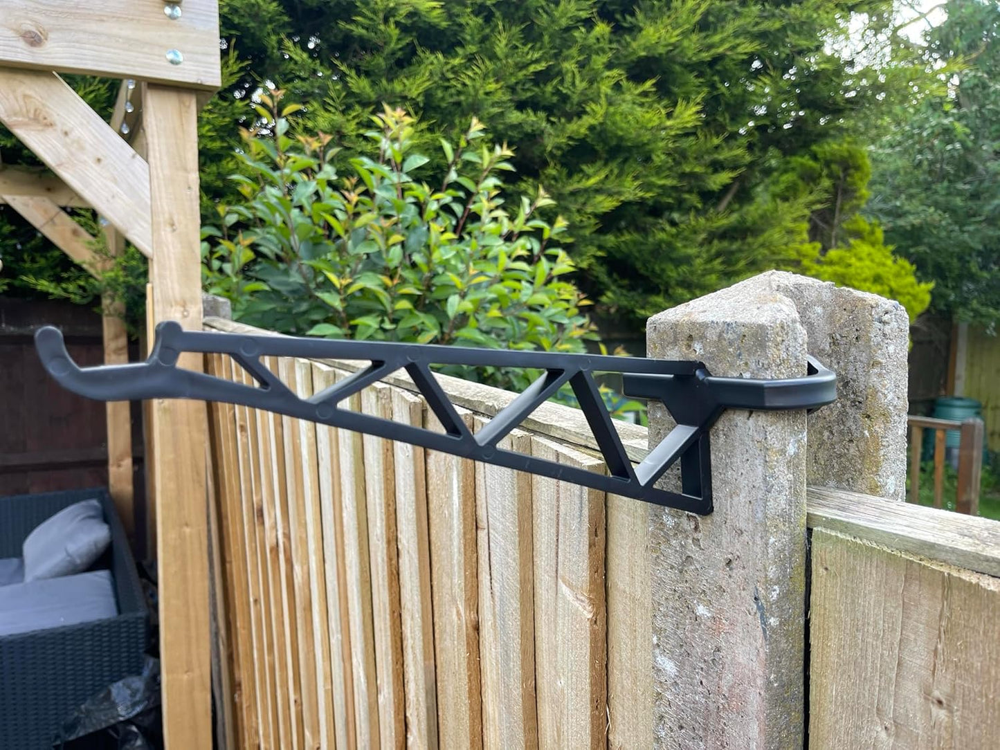Hanging Basket Brackets for Concrete Fence Posts – No Drill Fence Post Hooks for Baskets, Bird Feeders & Lanterns