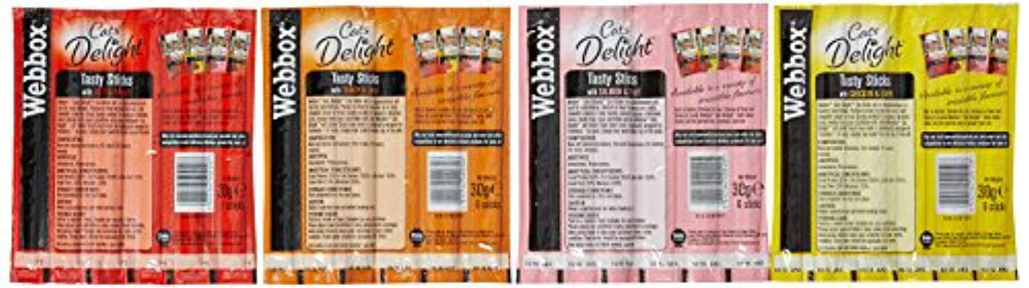 Webbox Cats Delight Tasty Sticks Chews Treats Variety Pack 12 x 6 (72 Sticks)