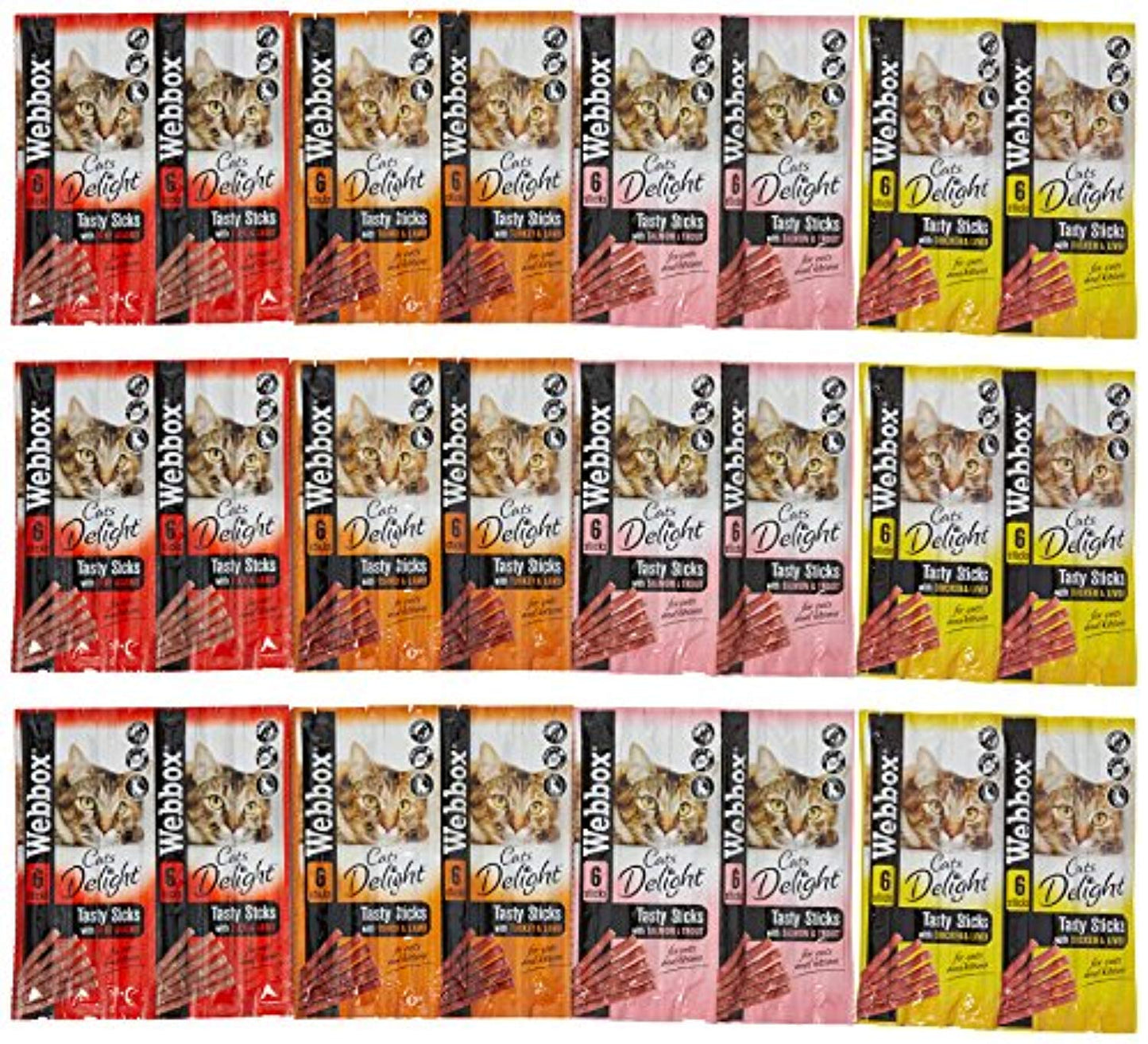 Webbox Cats Delight Tasty Sticks Chews Treats Variety Pack 12 x 6 (72 Sticks)