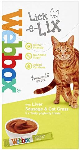 Webbox Liver Sausage and Cat Grass Lick-e-Lix Youghurt Treats for Cats and Kittens [PACK OF 8]