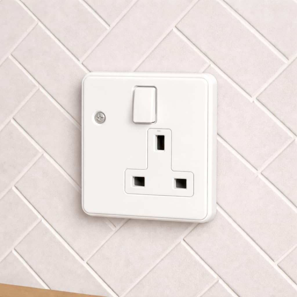 1-Gang 10mm White Single Socket or Switch Spacer (Pack of 4) Wall Box Extender for Tiled or Panelled Surfaces