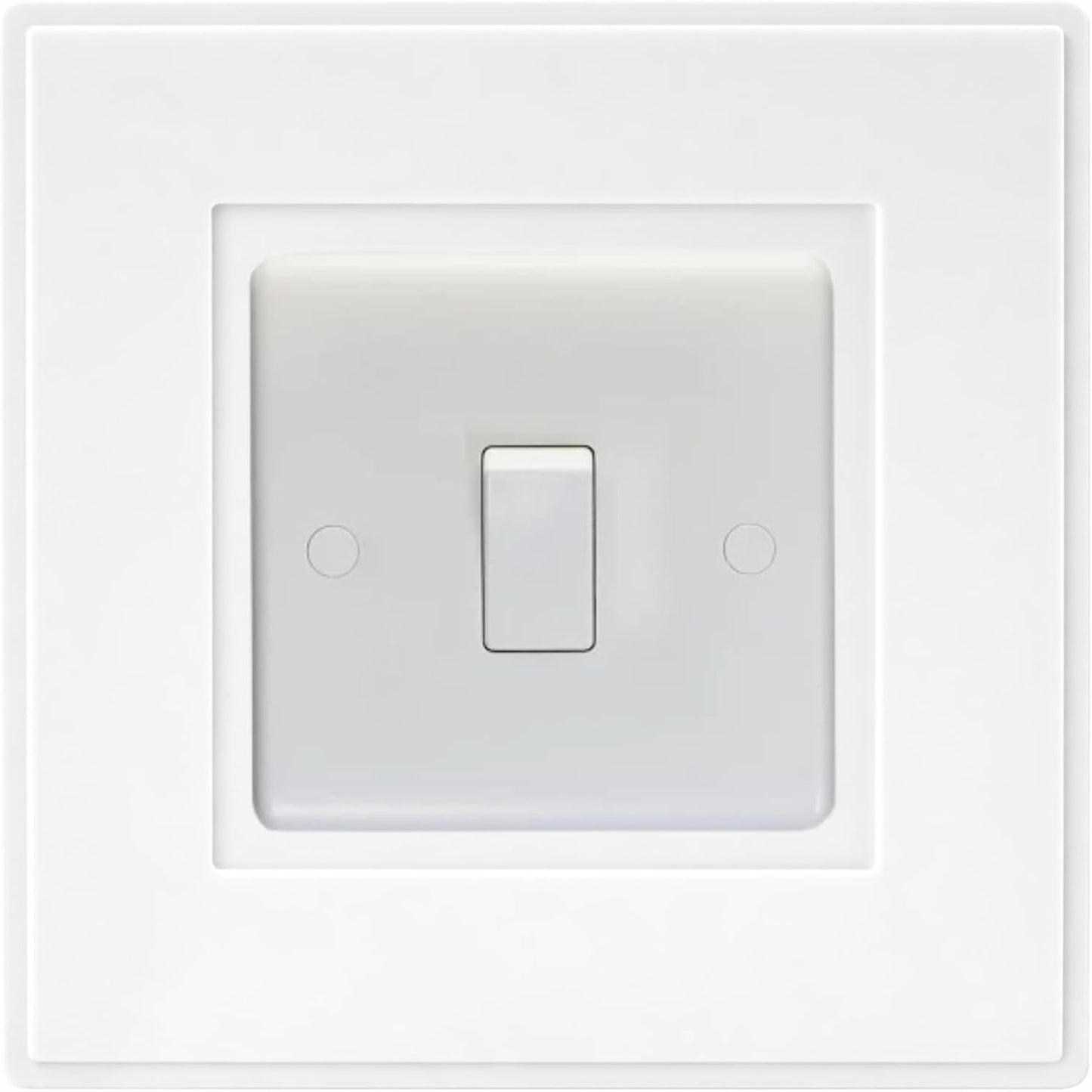 Light Switch Surround Cover Plate, White Finger Plates for Single Switches and 1-Gang Sockets, Pack of 4