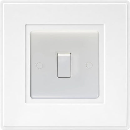Light Switch Surround Cover Plate, White Finger Plates for Single Switches and 1-Gang Sockets, Pack of 4