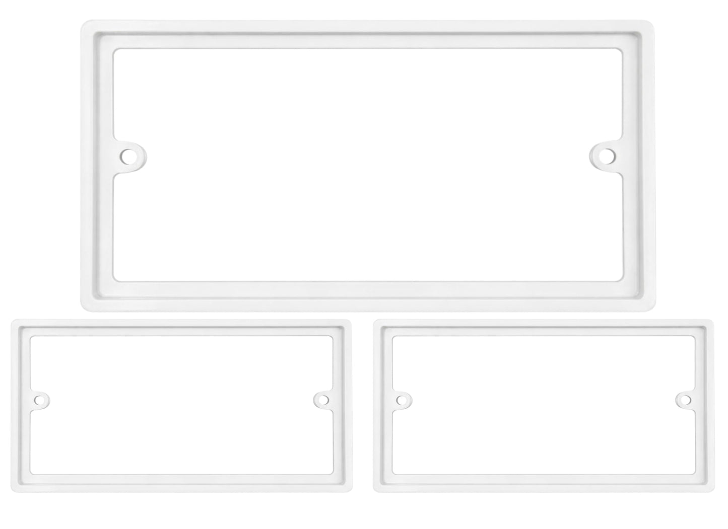 2-Gang 10mm White Double Socket Spacer (Pack of 3) Wall Box Extender for Tiled or Panelled Surfaces