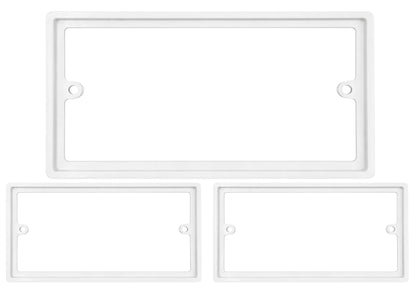 2-Gang 10mm White Double Socket Spacer (Pack of 3) Wall Box Extender for Tiled or Panelled Surfaces