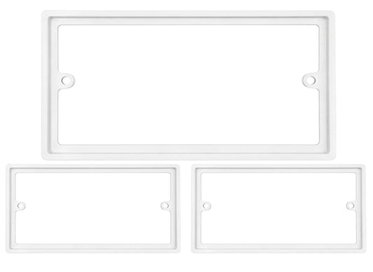 2-Gang 10mm White Double Socket Spacer (Pack of 3) Wall Box Extender for Tiled or Panelled Surfaces