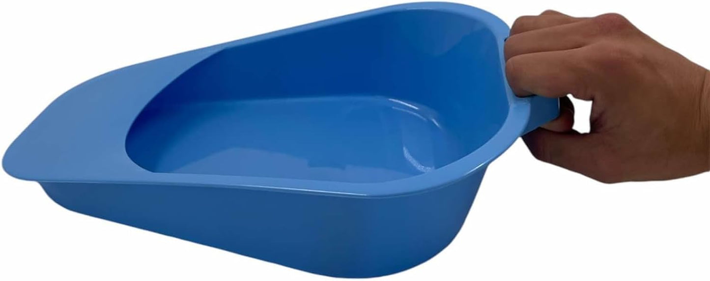 Bedpan for Men and Women – Reuseable Portable Bedpan with Handle, Ideal for Elderly, Hospital Use, Home Care, and Incontinence – Comfortable, Durable Design (Blue) Bed Pan