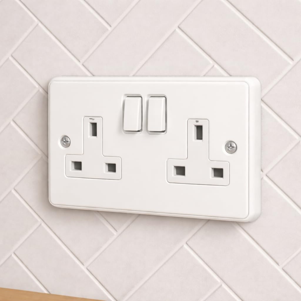 2-Gang 10mm White Double Socket Spacer (Pack of 3) Wall Box Extender for Tiled or Panelled Surfaces