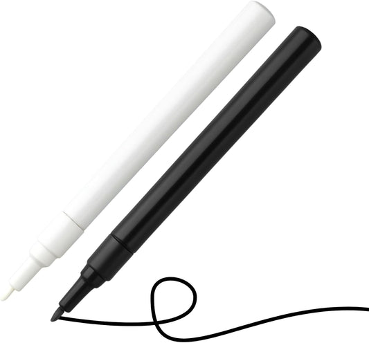 HowseHold Laundry Marker Pens (Pack of 2) Black and White Fabric Permanent Markers for Clothes, School Uniform Dark and Light Farbics Fine Nibs