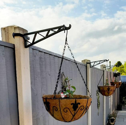 Hanging basket brackets for concrete fence posts