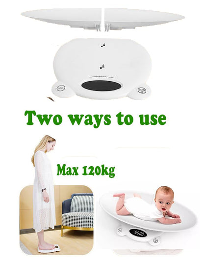 Digital Baby Scales - Baby to Adult Weighing Scales Up to 120kg Safe Curved Platform Measures KG / lb / Stone with Tare Function