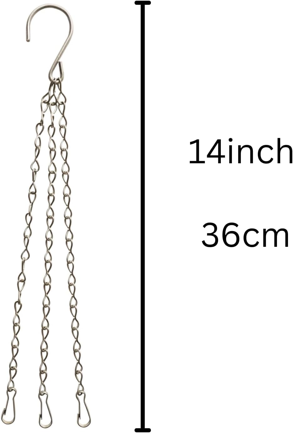 HowseHold Hanging Basket Chains 3 Point (Pack of 4) 14" Inch 36cm Metal Replacement Chain For Hanging Basket Bird Feeder Flower pots and Ornaments