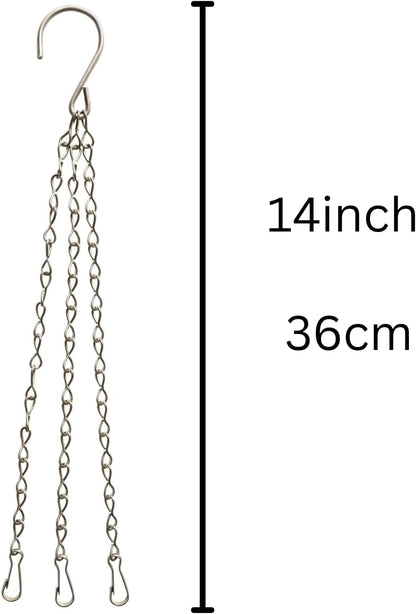 HowseHold Hanging Basket Chains 3 Point (Pack of 4) 14" Inch 36cm Metal Replacement Chain For Hanging Basket Bird Feeder Flower pots and Ornaments