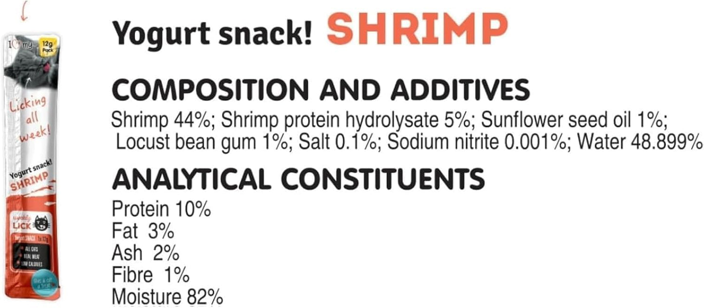 Cat Yoghurt Lickable Treats (25 Pack) Mixed Variety - Chicken, Salmon, Tuna & Shrimp – Creamy Cat Treats Made with Real Meat – 12g Each 4 Flavours