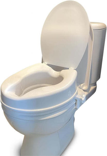 Raised Toilet Seat 4inch 10cm with Lid for Elderly and Disabled, Comfortable Raised Toilet Riser for Adults, Ideal for Elderly and Limited Mobility Aid