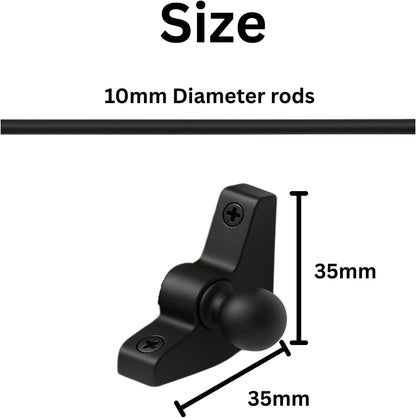 Carpet Stair Rods (Pack of 13) Decorative Black Metal Stair Rods with Round Finials and Screws Fits Carpet Runners Up to 70cm Easy to Cut and Install UK