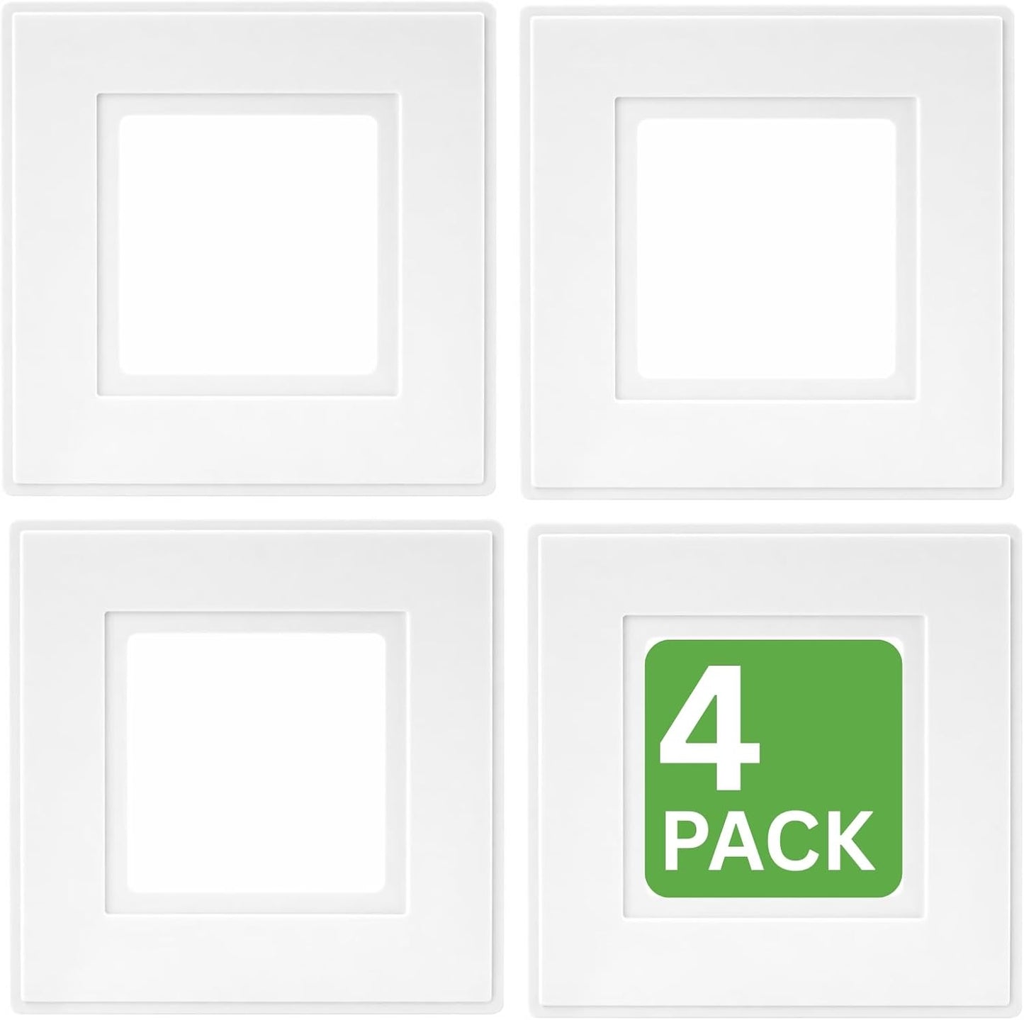 Light Switch Surround Cover Plate, White Finger Plates for Single Switches and 1-Gang Sockets, Pack of 4