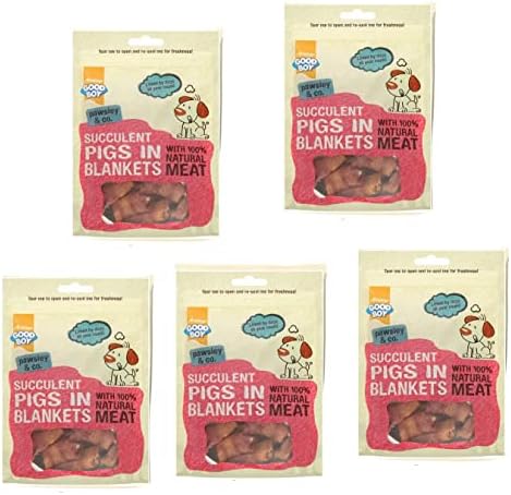 Pigs In Blankets for Dogs - Bundle of 5 80g Good Boy Natural Meat Treats Wheat Free Treats for Dogs