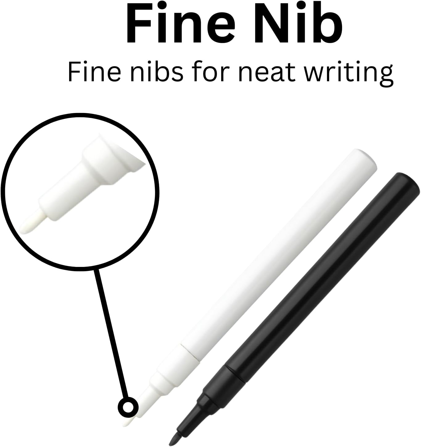 HowseHold Laundry Marker Pens (Pack of 2) Black and White Fabric Permanent Markers for Clothes, School Uniform Dark and Light Farbics Fine Nibs