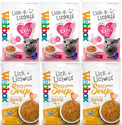 Webbox Lick-e-Licious Chicken and Salmon Cat Soup Treat - Pack of 6 (24x20g Sachets)