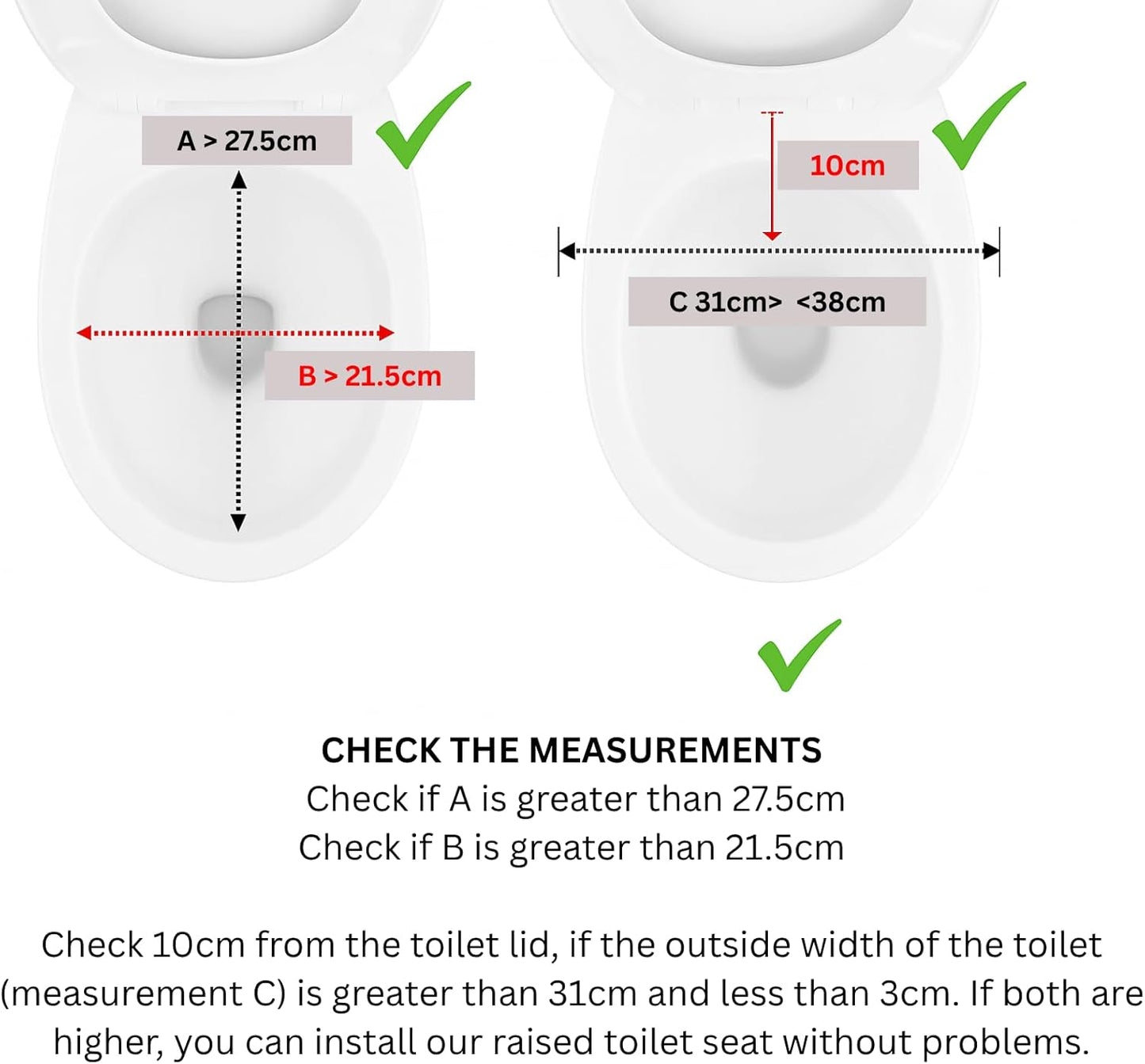 Raised Toilet Seat 4inch 10cm with Lid for Elderly and Disabled, Comfortable Raised Toilet Riser for Adults, Ideal for Elderly and Limited Mobility Aid