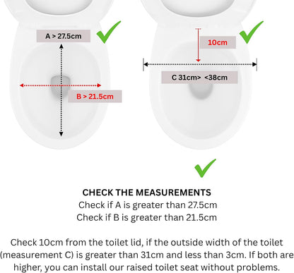 Raised Toilet Seat 4inch 10cm with Lid for Elderly and Disabled, Comfortable Raised Toilet Riser for Adults, Ideal for Elderly and Limited Mobility Aid