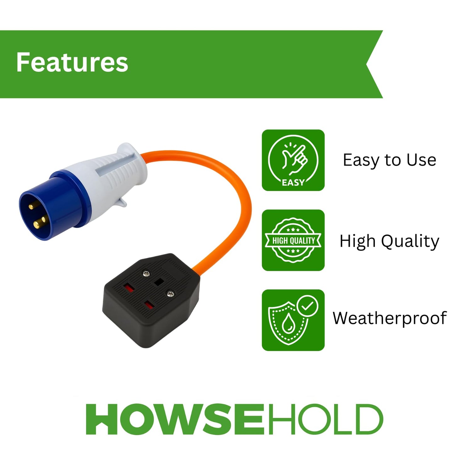 16amp to 13amp Adapter 3 Pin to UK Socket Converter 110v To 240v Converter Hook Up Camping, Generators & Caravan Mains Hookup 250V 16A Electric 16amp Plug Sockets