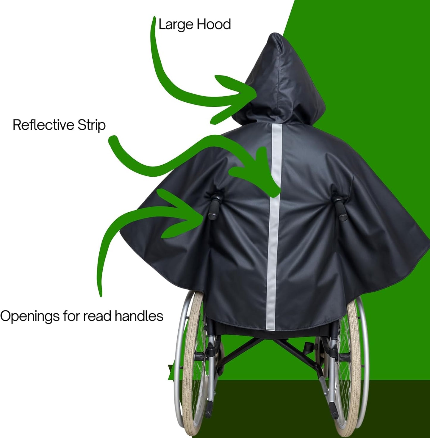 Waterproof Rain Poncho for Wheelchairs and Mobility Scooters - Protection from Rain and Wind Unisex, Lightweight One Size Fits All Hooded Rain Cape Wheelchair Accessories