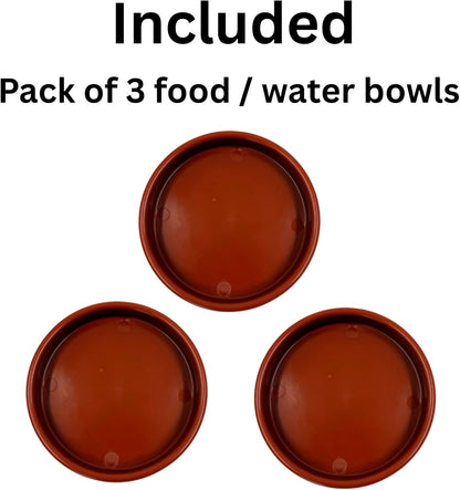 Hedgehog Bowl for Food and Water (Pack of 3) Hedge Hog Feeding Bowls Outdoor Wildlife Garden Dishes 13cm Wide, Low-Profile 2cm Deep Design
