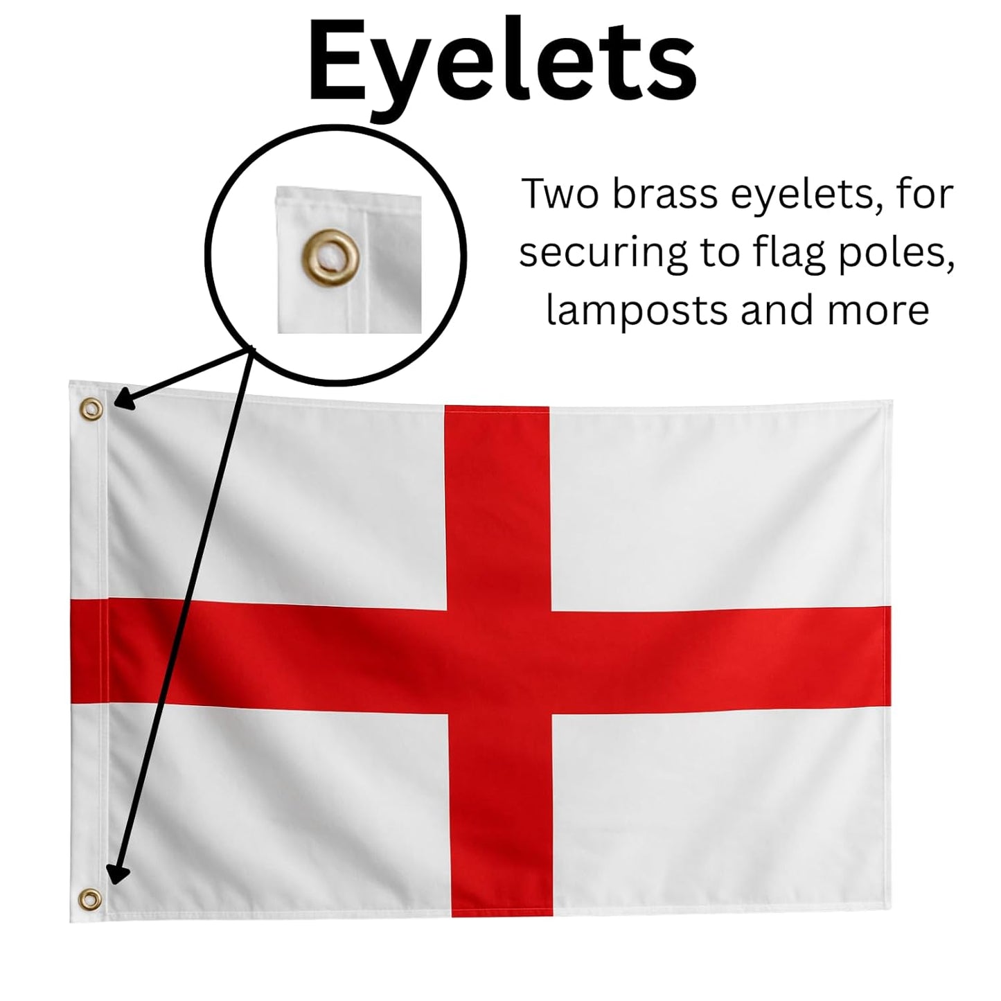 ENGLAND Flag St George’s Flag (PACK OF 2) 5ft x 3ft with Brass Eyelets for Football Rugby St George’s Day, Euro & World Cup, Festivals Parades Parties Homes Gardens & Patriotic Celebrations St George