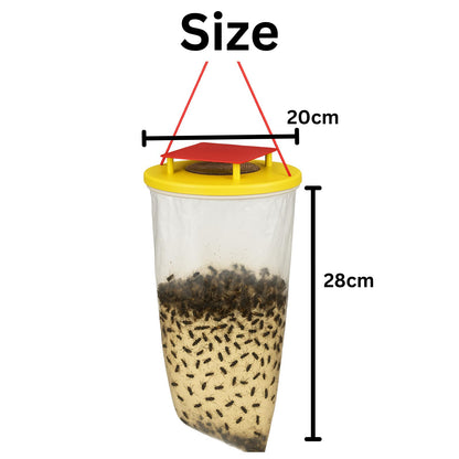 Fly Trap (Pack of 2) Outdoor Hanging Fly Catcher Bags with Bait Included Traps Flies, Fruit Flies, Insects & Bugs Ideal for Gardens & Bins Catches Thousands