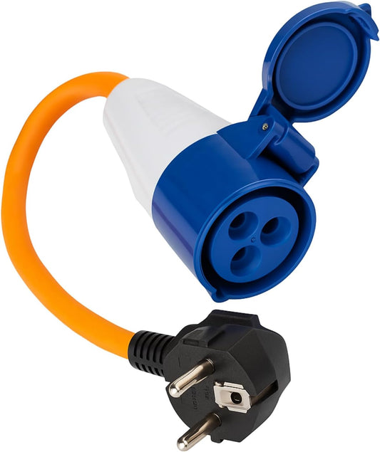 HowseHold European Hook Up Adapter 16 amp to 230v, 3 Pin to EU plug for camping Caravan Motorhome Mains to EU Plug