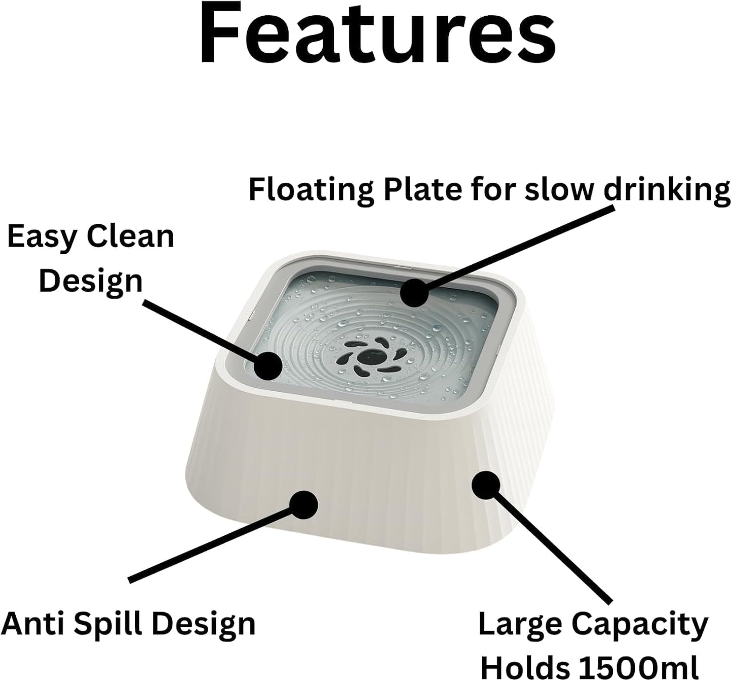 Slow Drinking Dog Water Bowl - Floating Lid To Prevent Choking and Vomiting No Spill Design for Messy Drinkers, Reduces Wet Floors, Ideal for Home and Travel
