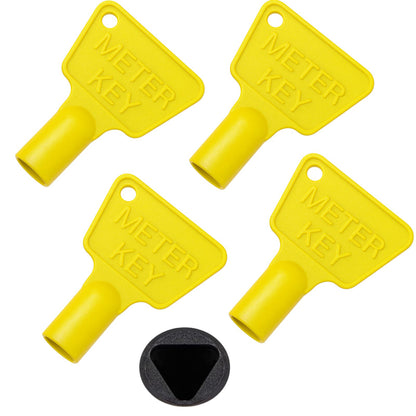 HowseHold Gas Meter Box Key Yellow (4 Keys) Triangular Electric Utility Box Key Plastic Black Gas Meter Key for Reading