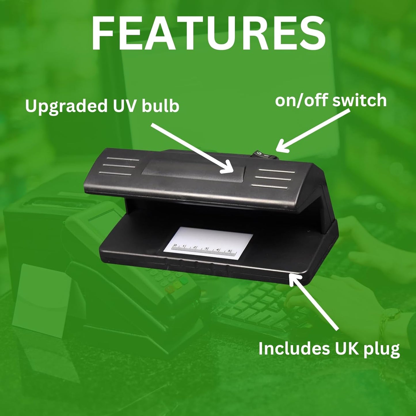 Counterfeit Money Detector Note Checker UV Light Ultraviolet Money Checker Machine - UK Plug Detect Fake Prop Notes Authenticity Check Fluorescent Mark Tracer Reflector