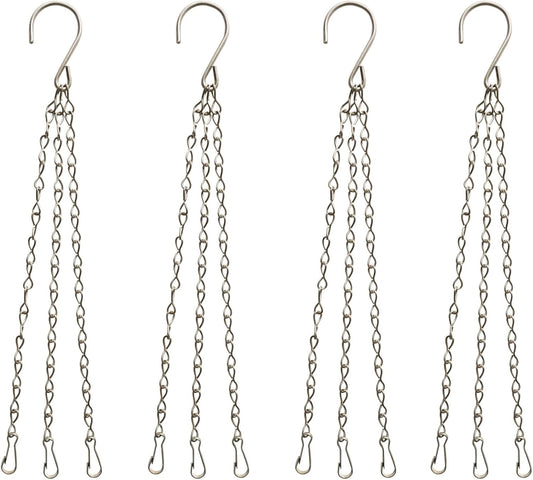HowseHold Hanging Basket Chains 3 Point (Pack of 4) 14" Inch 36cm Metal Replacement Chain For Hanging Basket Bird Feeder Flower pots and Ornaments