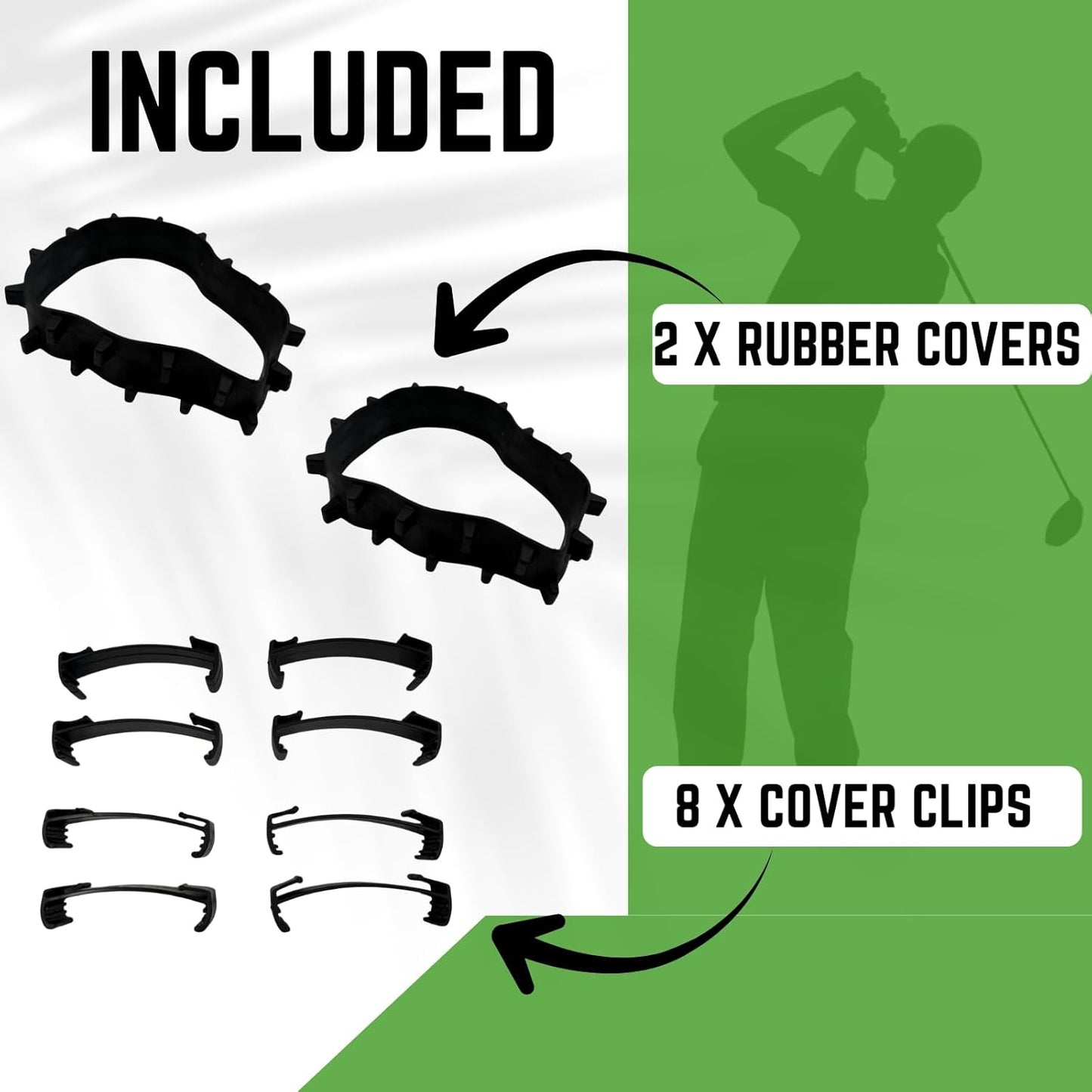 Golf Winter Wheel Covers for Push/Pull Trolleys Fits 10 inch Tyres Studded Rubber Fairway Protectors - Pair