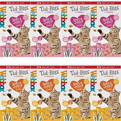 Webbox Tid-Bits Treats Variety Pack Chicken and Salmon Semi Moist Cat Treats (24 Treat Packs) (Mixed Variety)