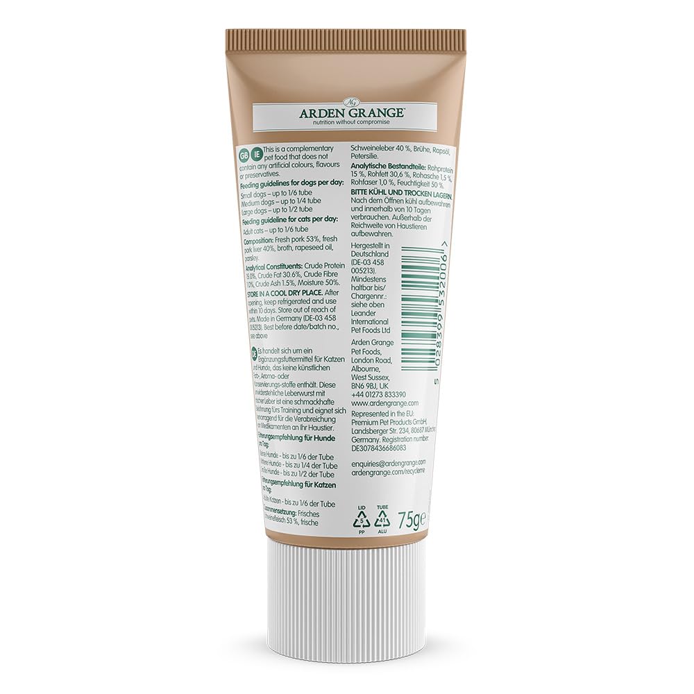 Arden Grange Tasty Liver Treats for Cats and Dogs, 12 x 75 g