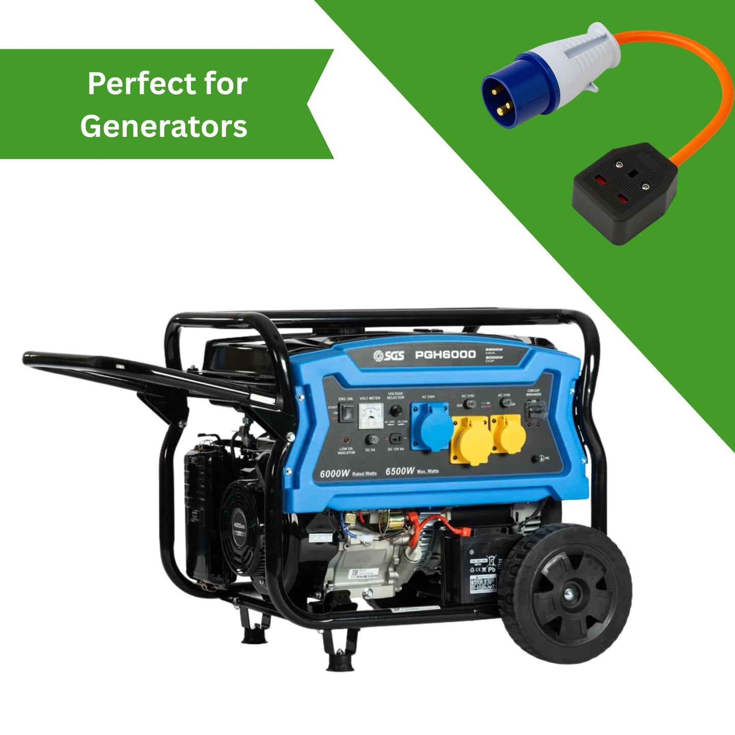 16amp to 13amp Adapter 3 Pin to UK Socket Converter 110v To 240v Converter Hook Up Camping, Generators & Caravan Mains Hookup 250V 16A Electric 16amp Plug Sockets