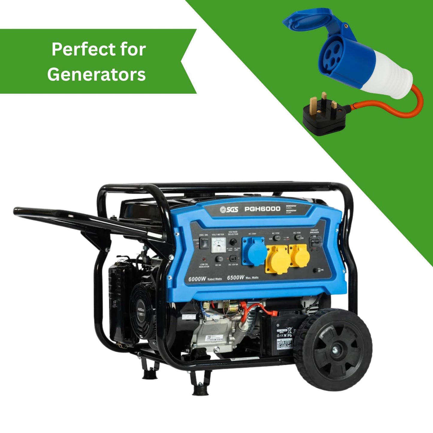 16amp to 13amp Adapter 3 Pin to UK Socket Converter 110v To 240v Converter Hook Up Camping, Generators & Caravan Mains Hookup 250V 16A Electric 16amp Plug Sockets