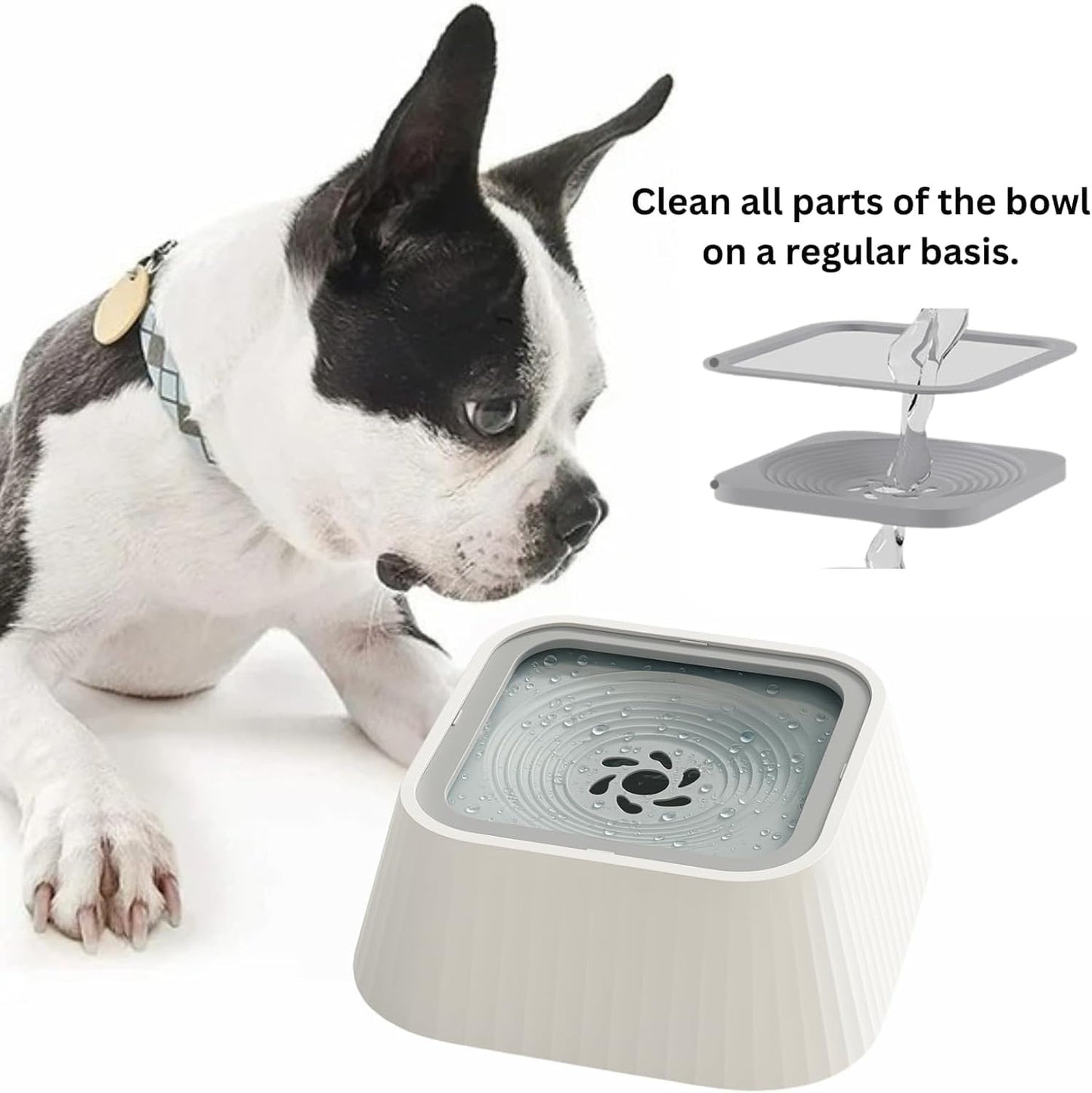 Slow Drinking Dog Water Bowl - Floating Lid To Prevent Choking and Vomiting No Spill Design for Messy Drinkers, Reduces Wet Floors, Ideal for Home and Travel