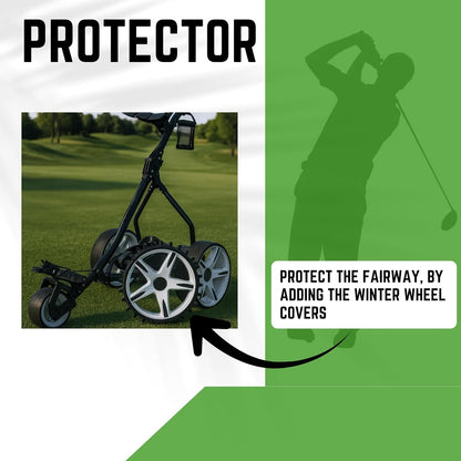 Golf Winter Wheel Covers for Push/Pull Trolleys Fits 10 inch Tyres Studded Rubber Fairway Protectors - Pair