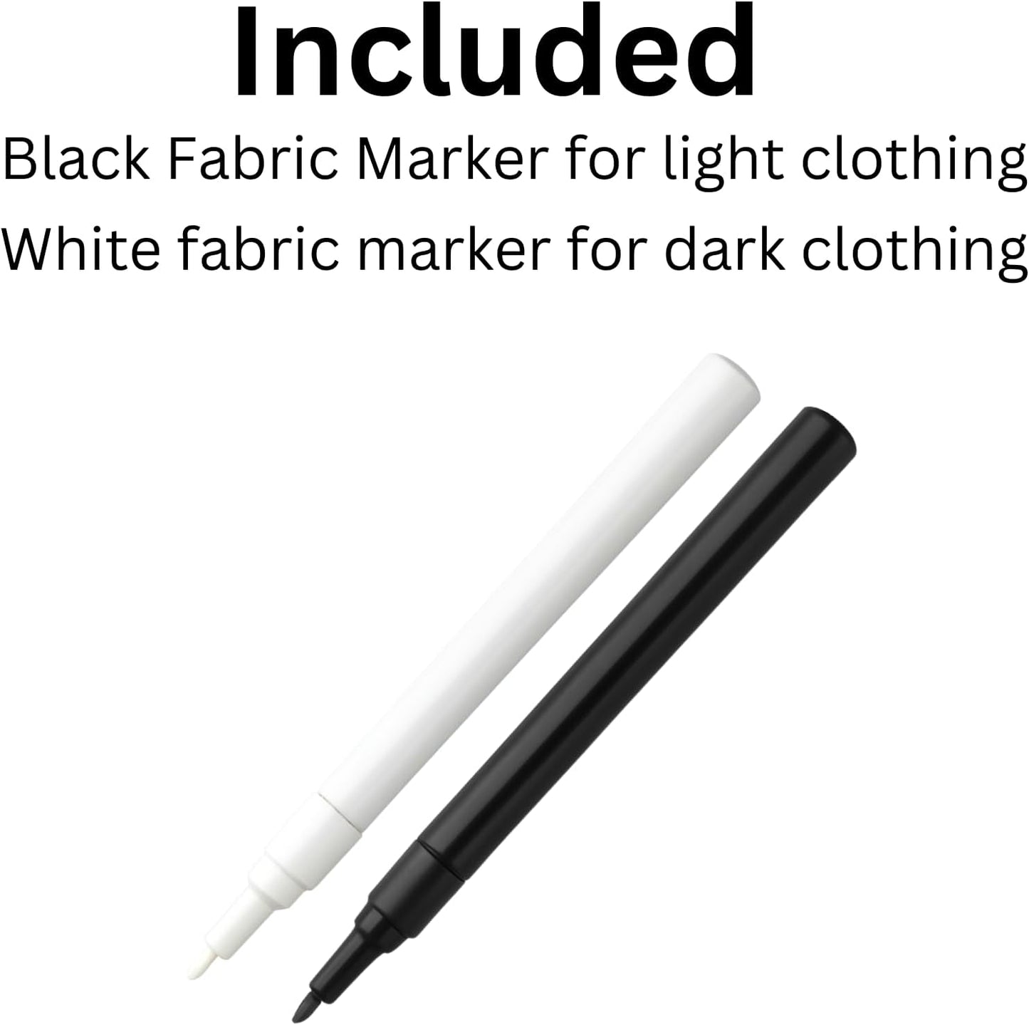 HowseHold Laundry Marker Pens (Pack of 2) Black and White Fabric Permanent Markers for Clothes, School Uniform Dark and Light Farbics Fine Nibs